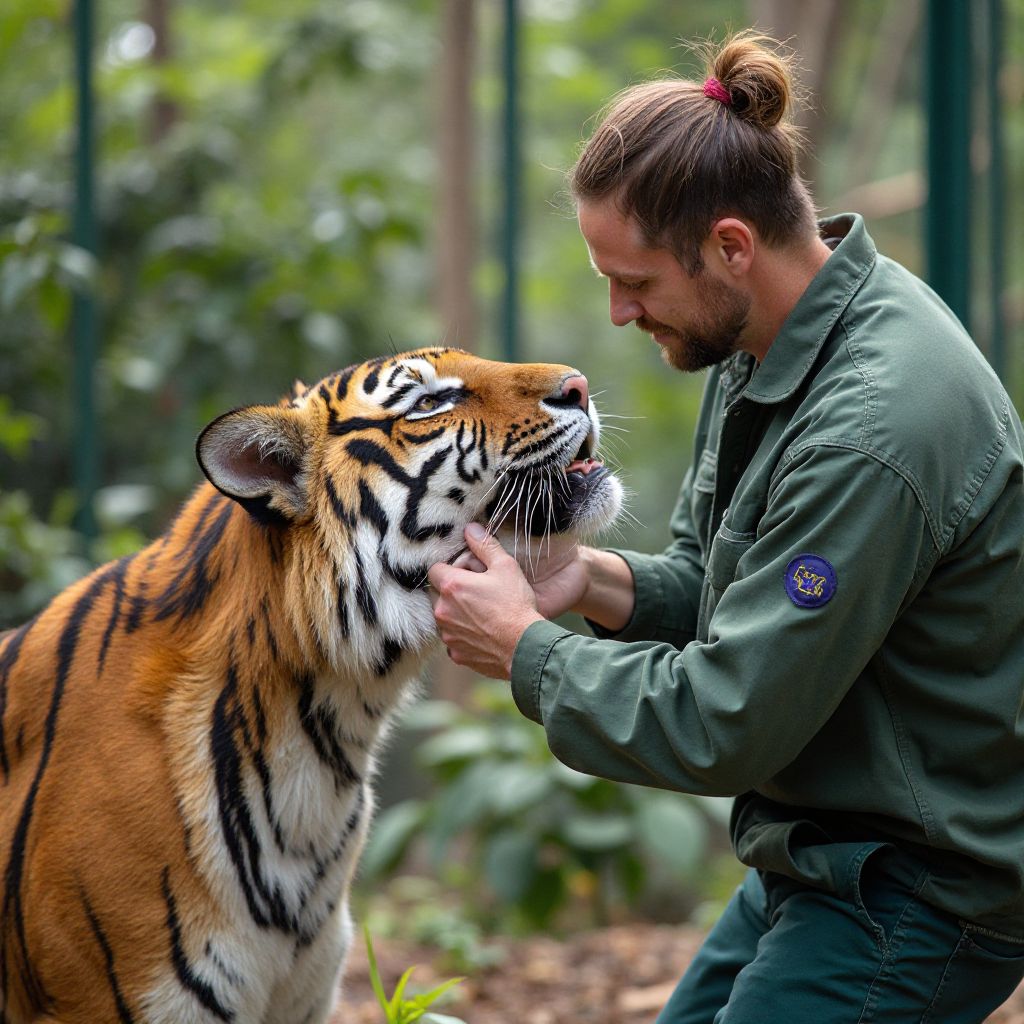 Video thumbnail showing zookeeper caring for animals